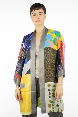 Burning Torch Vintage Scarf Kimono