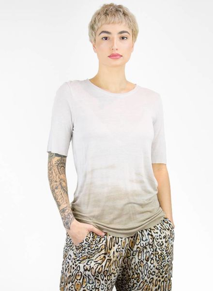 Raquel Allegra Tie Dye Rayon Jersey Basic Tee Sand