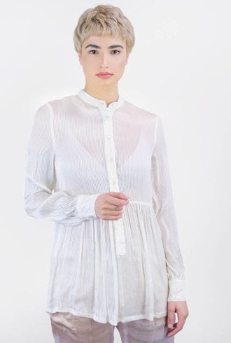 Raquel Allegra Vintage Stripe Empire Blouse Ivory