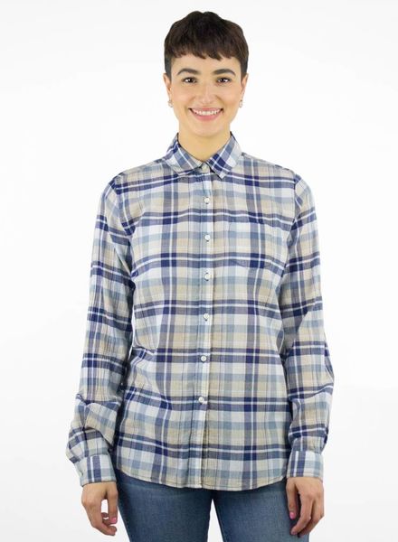 Trovata Classic Plaid Shirt Navy Beige