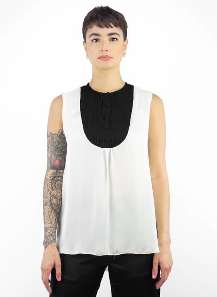 Ulla Johnson Tuxedo Sleeveless Blouse Oyster