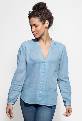 Trovata Hallie Pintuck Sleeve Shirt Light Blue