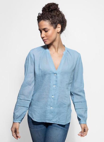 Trovata Hallie Pintuck Sleeve Shirt Light Blue