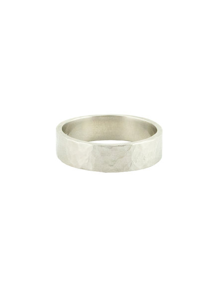 Sarah McGuire Rustic Hammered White Gold Band