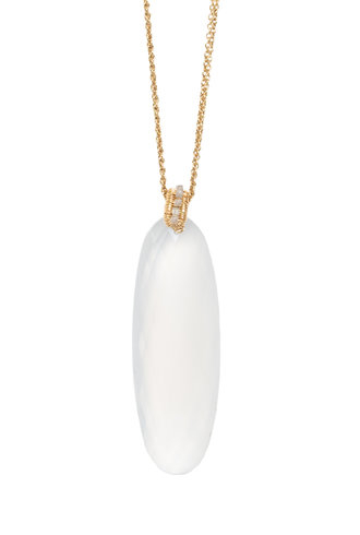 Dana Kellin Fine 14k Large White Chalcedony Drop Necklace