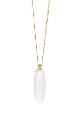 Dana Kellin Fine 14k Large White Chalcedony Drop Necklace