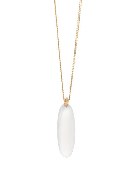 Dana Kellin Fine 14k Large White Chalcedony Drop Necklace