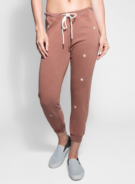 The Great Cropped Sweatpant Rust Wishweed Embroidery