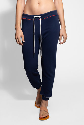 The Great The Cropped Sweatpant with Multi Piping Navy