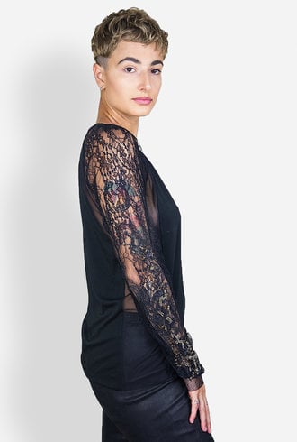 Gary Graham Embroidered Long Sleeve Basic Black