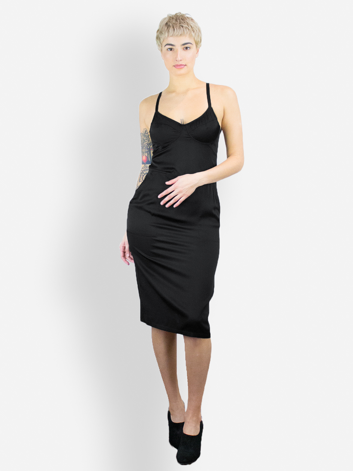 Topshop premium cut out bralette midi dress in black