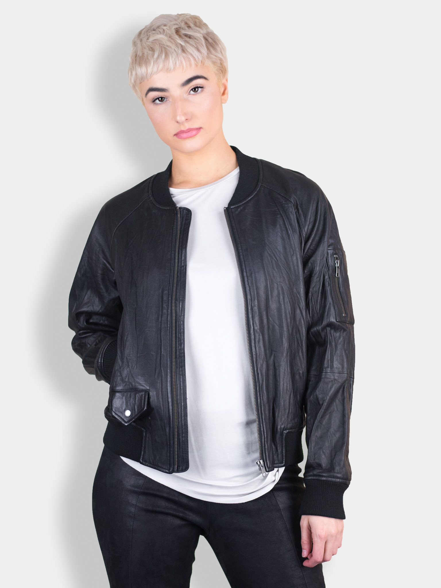 Burning Torch Washed Leather Bomber Black Alhambra Women S Clothing Boutique Seattle
