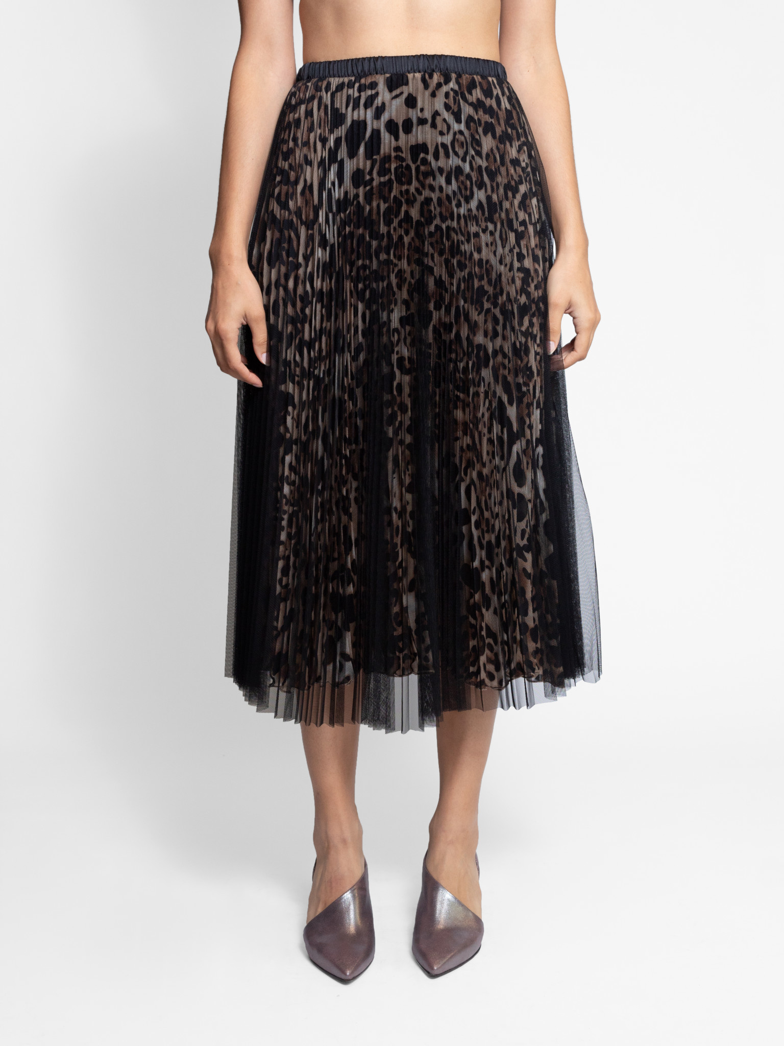 Download Loyd/Ford - Two Layer Mesh Skirt Silk Animal Print Black ...