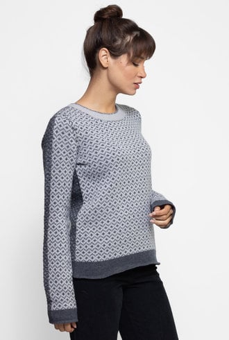 Inhabit Luxe Jacquard Pullover Sweater Graphite