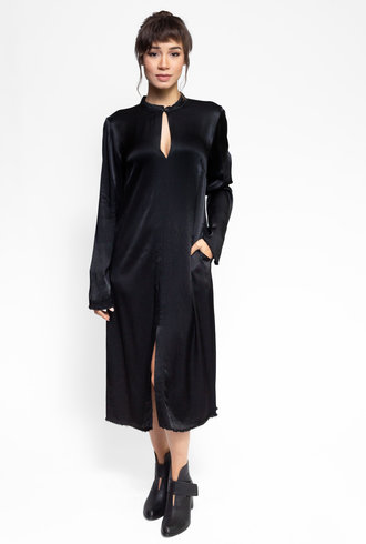 Raquel Allegra Split Front Dress Black