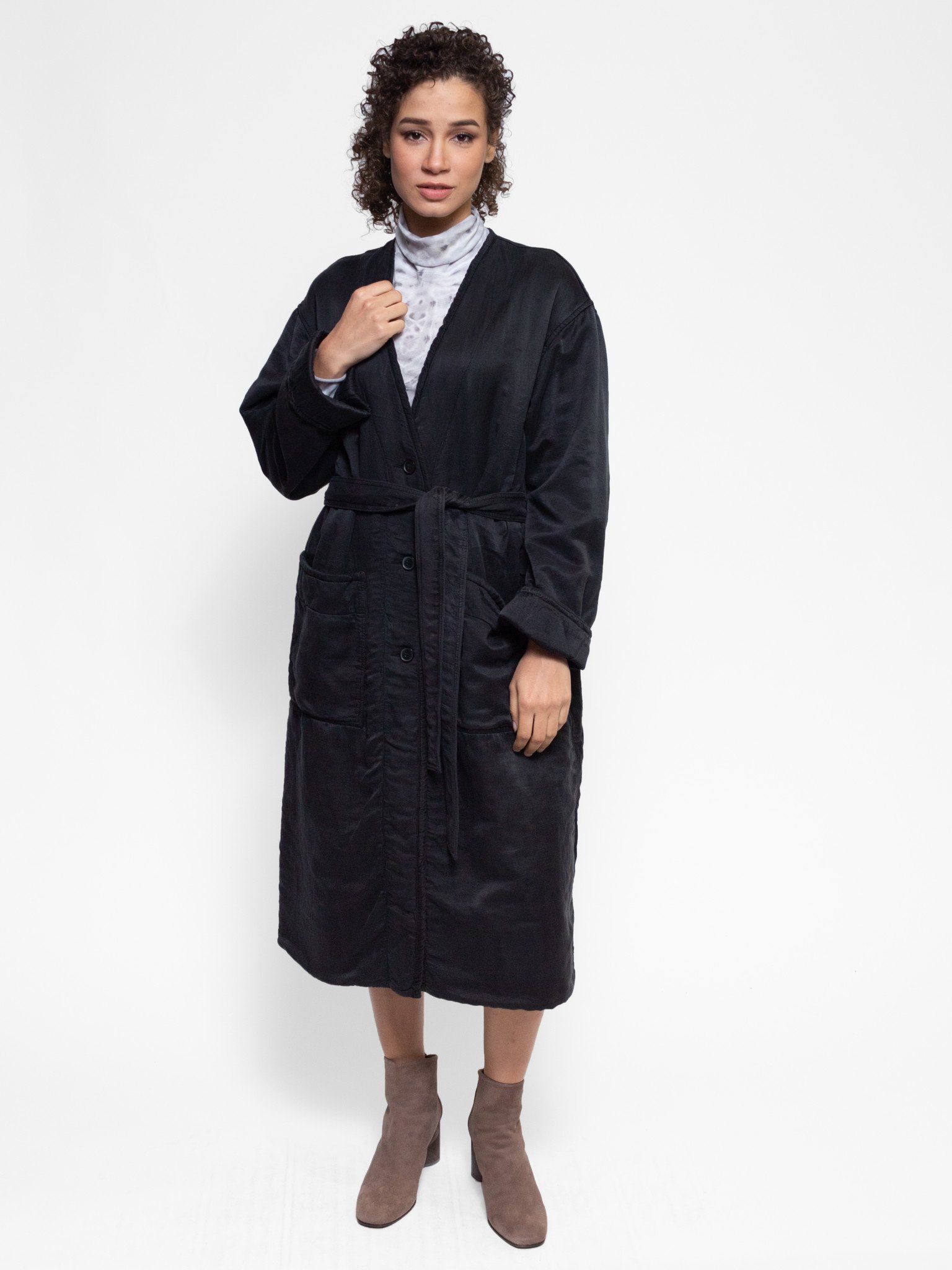 Raquel Allegra - Coat Boutique, | Seattle Women\'s Clothing Black - Quilted Alhambra Long