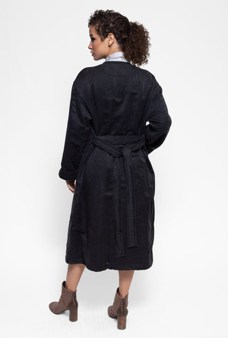 Raquel Allegra Long Quilted Coat Black