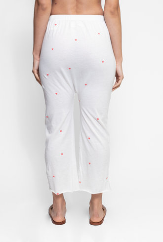 The Great The Lounge Crop Pant Washed White With Valentine Hearts