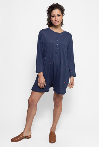 The Great The Henley Romper Navy with Valentine Hearts