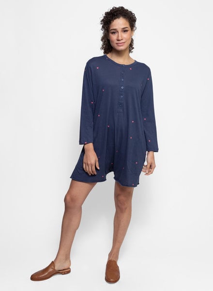The Great The Henley Romper Navy with Valentine Hearts
