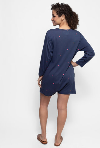 The Great The Henley Romper Navy with Valentine Hearts