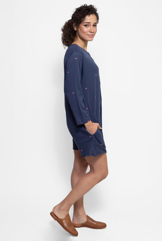 The Great The Henley Romper Navy with Valentine Hearts