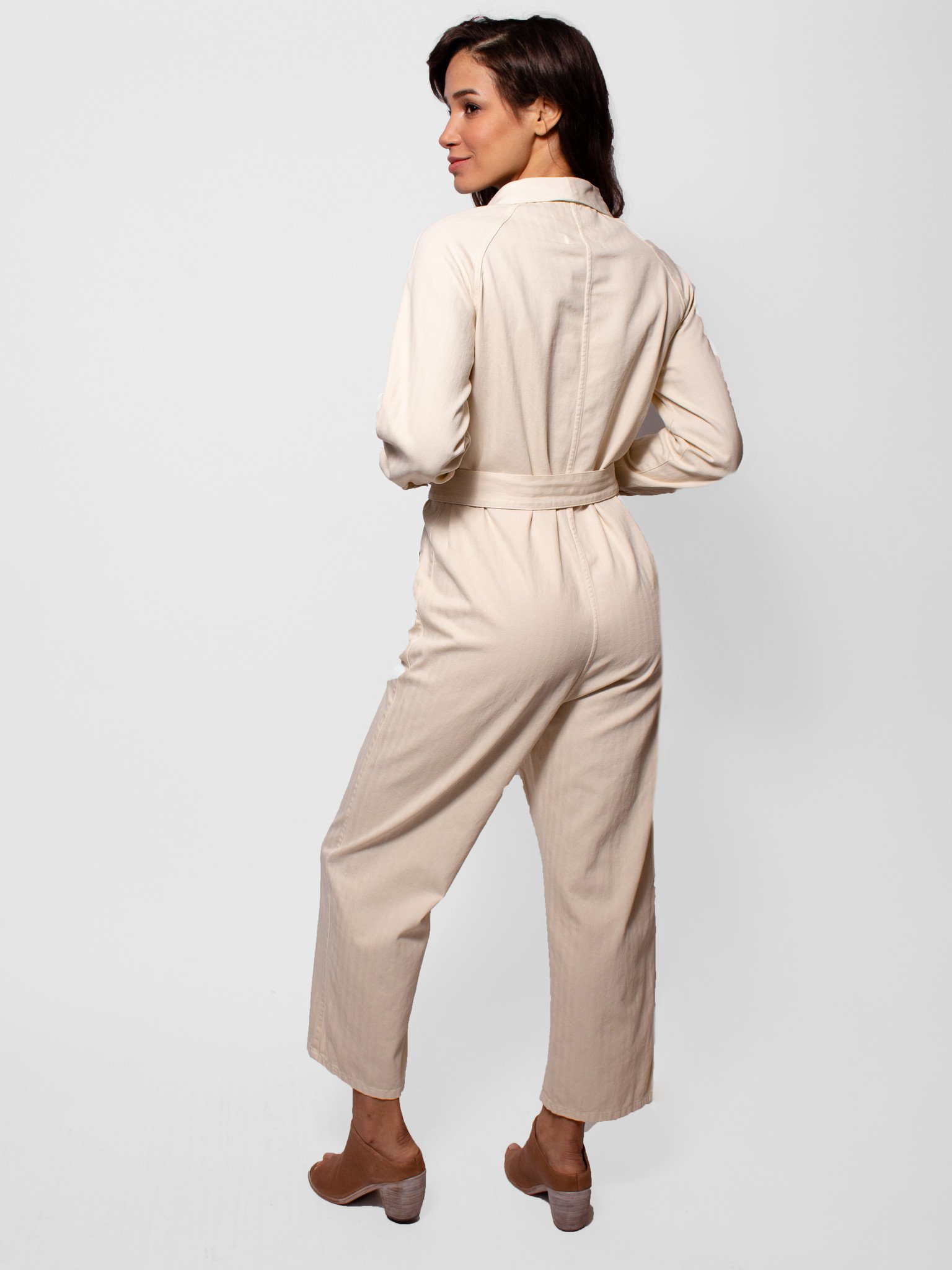 The Great The Herringbone Roundtop Jumpsuit Cream