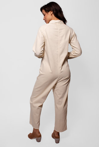 The Great The Herringbone Roundtop Jumpsuit Cream