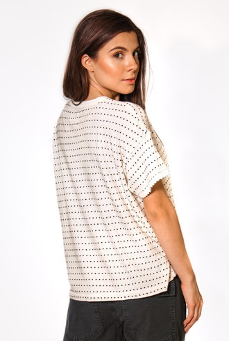 The Great The Swiss Dot Cropped Tee White Washed