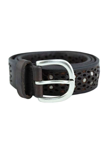 Orciani Soft Bull Belt with Studs T. Moro Chocolate