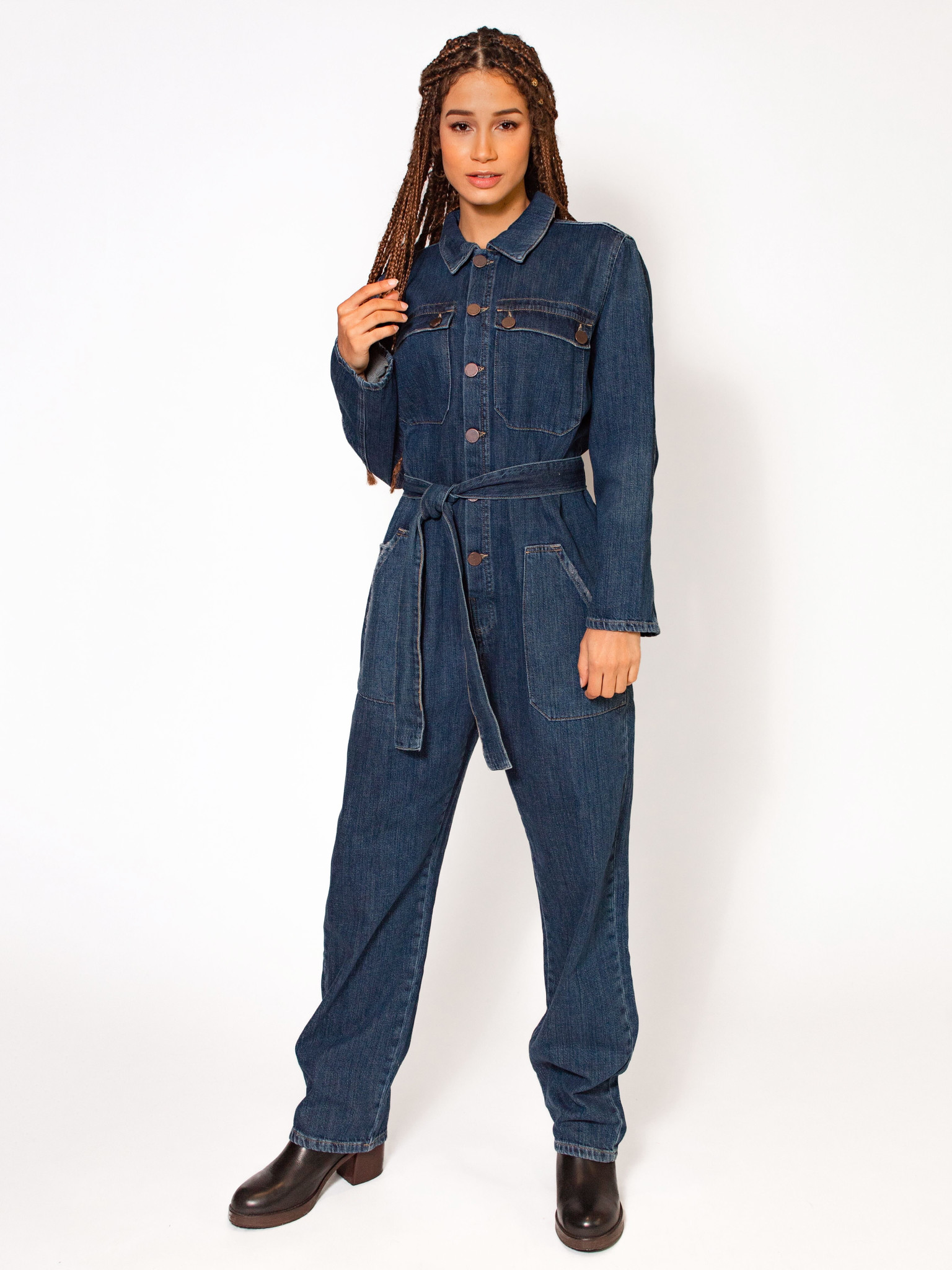Buy online Blue Denim 3/4 Jumpsuit from western wear for Women by  Stylestone for ₹950 at 50% off | 2024 Limeroad.com