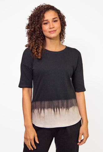 Raquel Allegra Basic Tee Black Horizon Tie Dye