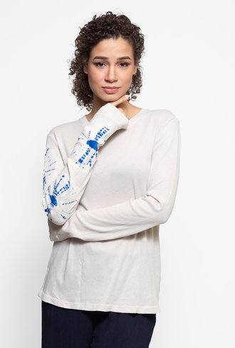 Raquel Allegra Long Sleeve Crew Saturn White Tie Dye