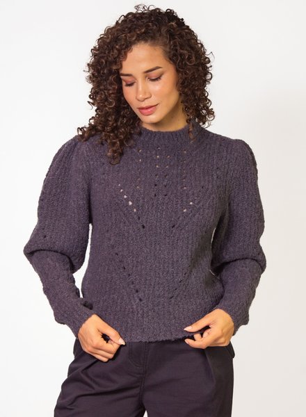 Exaggerated Ribbed High Neck Chunky Knit Crop Sweater in Dark