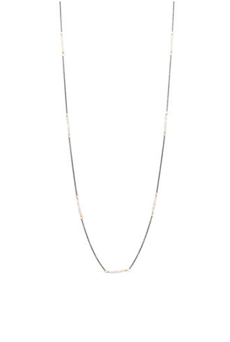 Dana Kellin Fashion Crystal, Dark Silver, and Gold Necklace, Sixteen Inches