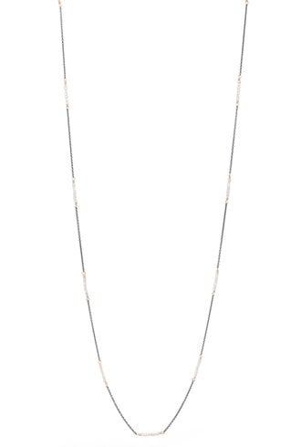 Dana Kellin Fashion Crystal, Dark Silver, and Gold Necklace, Thirty-six Inches