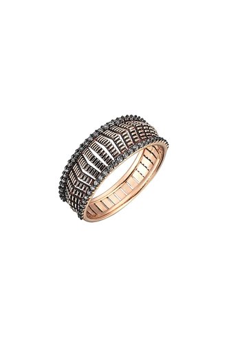 KISMET by Milka Serrated Ring with Champagne Diamond