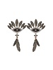 KISMET by Milka Eye and Feather Post Earrings with White Diamonds