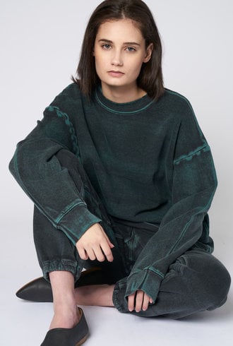 Raquel Allegra Drop Shoulder Sweatshirt Black Moss