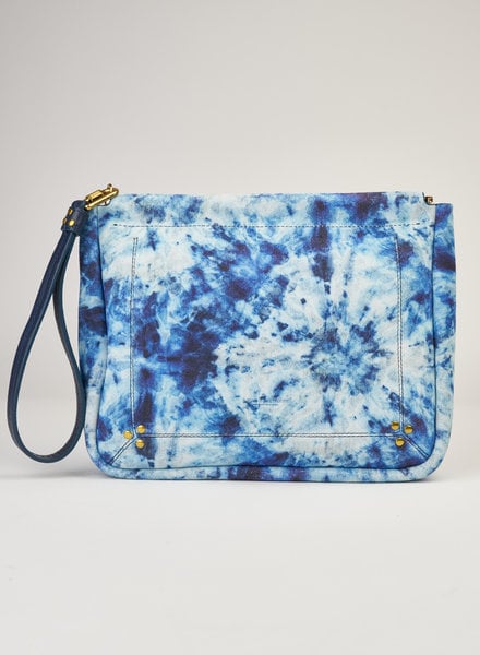 Jerome Dreyfuss Soft Tie Dye Blue Split Suede Clutch