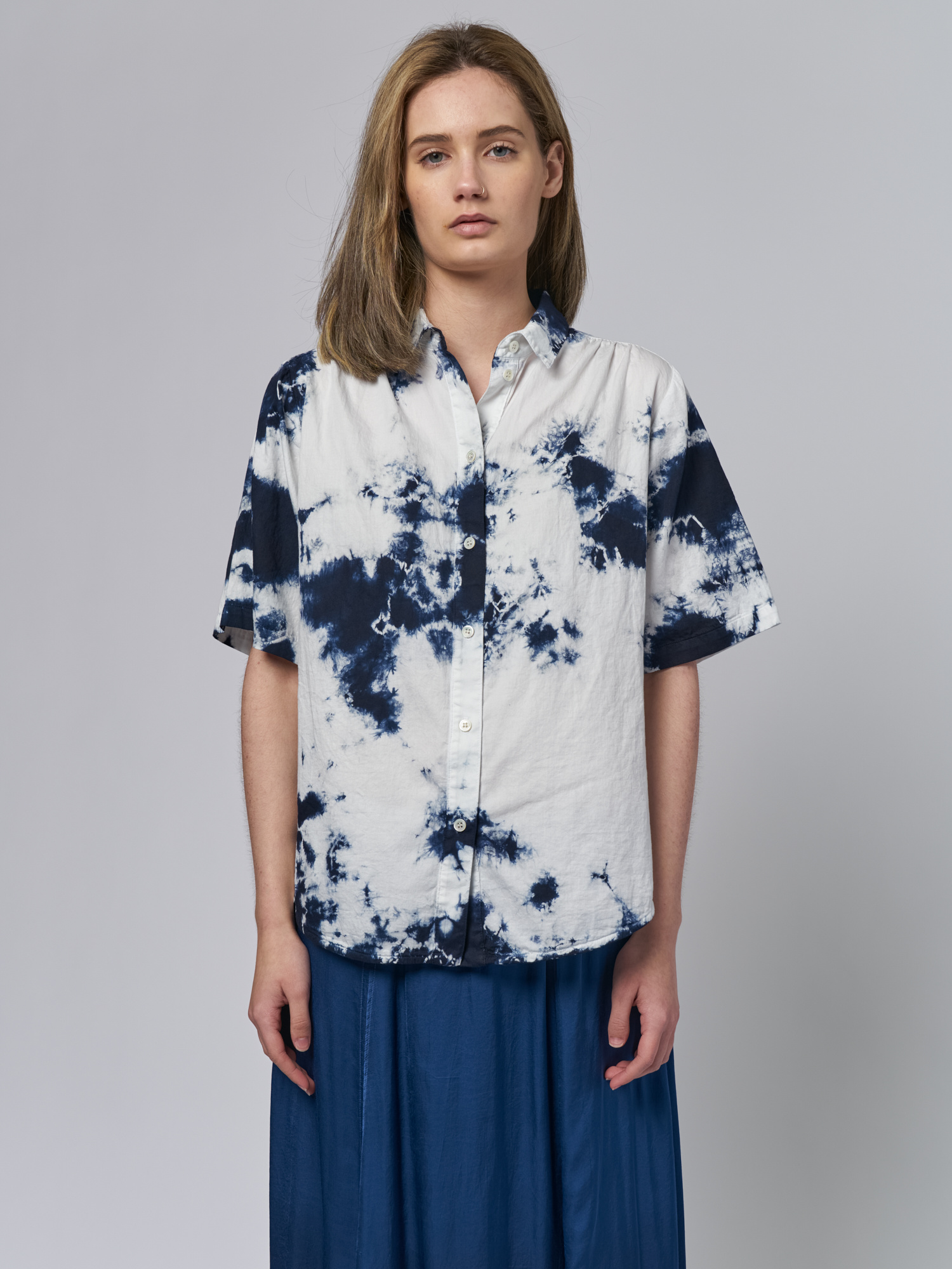 Dainty Collar Blouse Indigo Tie Dye - Alhambra | Women's Clothing Boutique,  Seattle