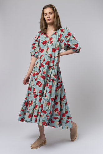 The Great The Pleated Ravine Dress Rose Print