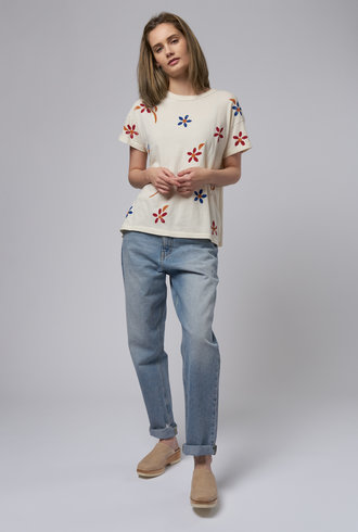 The Great The Boxy Crew Western Floral Washed White