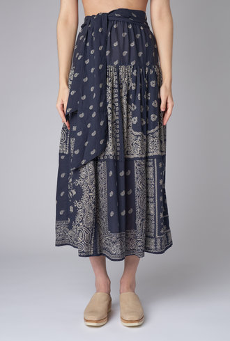 The Great The Waltz Skirt Navy Bandana Print