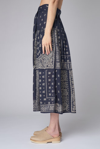 The Great The Waltz Skirt Navy Bandana Print