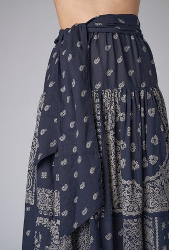 The Great The Waltz Skirt Navy Bandana Print