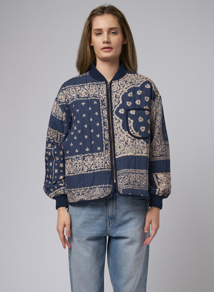The Great The Quilted Bomber Navy Bandana Print