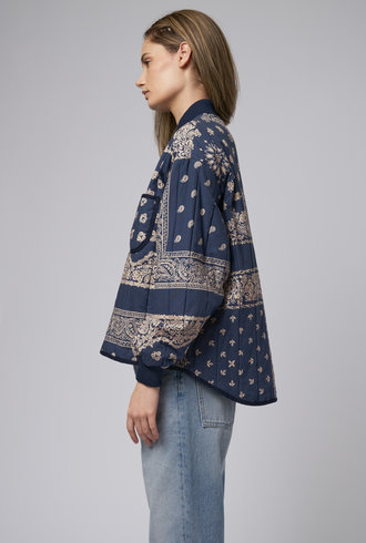 The Great The Quilted Bomber Navy Bandana Print