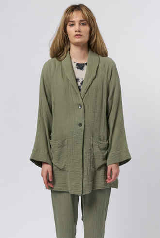 Raquel Allegra Cotton Gauze Robe Sage