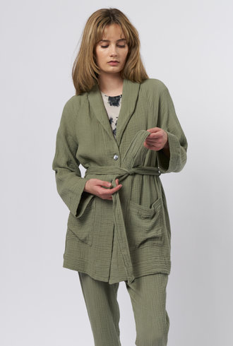 Raquel Allegra Cotton Gauze Robe Sage